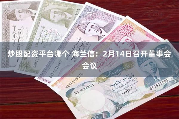 炒股配资平台哪个 海兰信：2月14日召开董事会会议